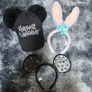 미키 귀도리 모자와 머리띠 세트