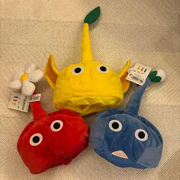 [새상품] 피크민 코스프레 모자 3종 세트 빨강, 파랑, 노랑