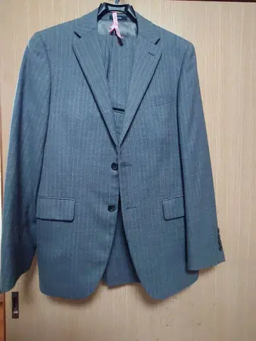 COMME CA ISM 스트라이프 비즈니스 정장 그레이