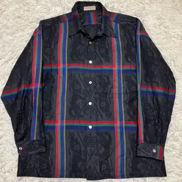 [진품 쇼와 레트로] 패턴 셔츠 라스타 rasta 레게 코스 블랑 울