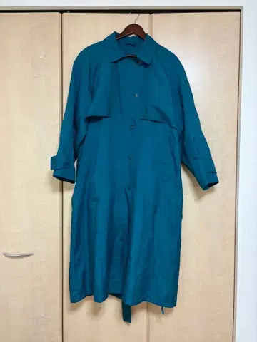 [ 80s90s 구제 의류 새상품급 ] 터콰이즈 롱 코트 버튼 포함