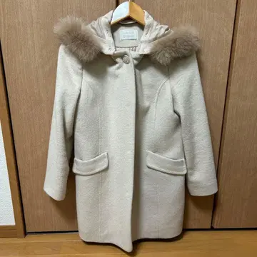 any SiS 퍼 포함 롱 코트 베이지