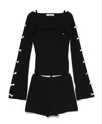 andmary 신디 리본 니트 세트업 / 블랙