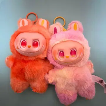 러브비 토끼 귀 봉제 인형 오렌지 핑크 약 20cm