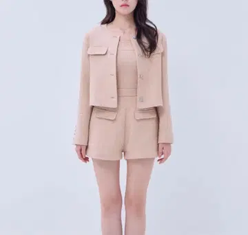yilon TWINKLE TWEED JACKET pink beige