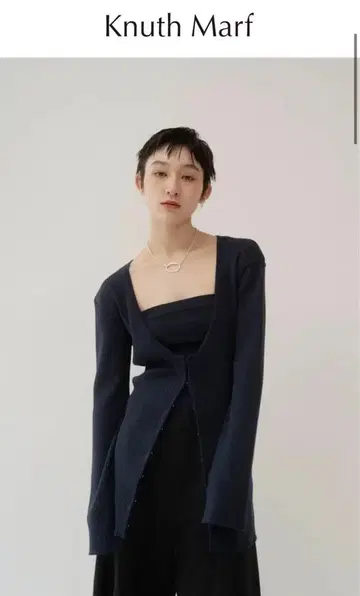 knuth marf/ladylike knit cardigan/navy