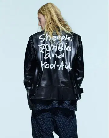 Sacai x MADSAKI x Schott 레더 블루종