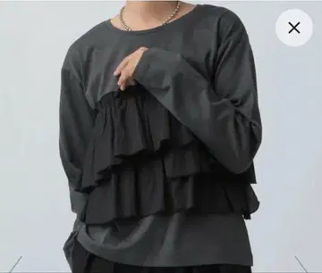 프릴 달린 그레이 긴팔 상의 프리 사이즈