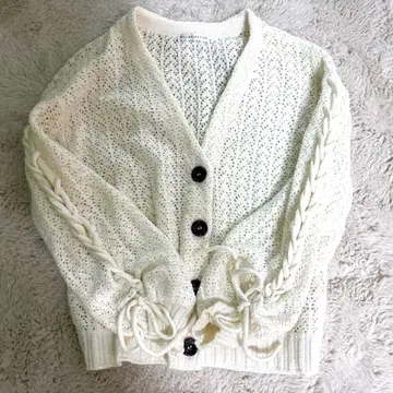 아이보리 뜨개질 니트 가디건 화이트 willselection