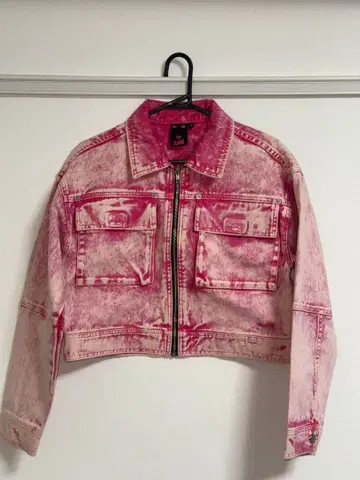 x-girl 핑크 크롭 데님 자켓 M 사이즈