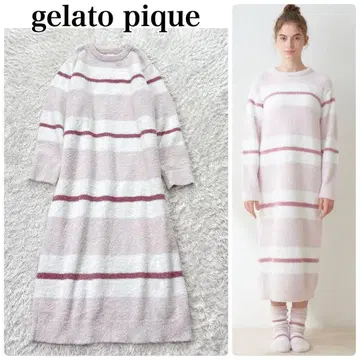 젤라또피케 파우더 보더 원피스 모코모코 룸웨어 핑크