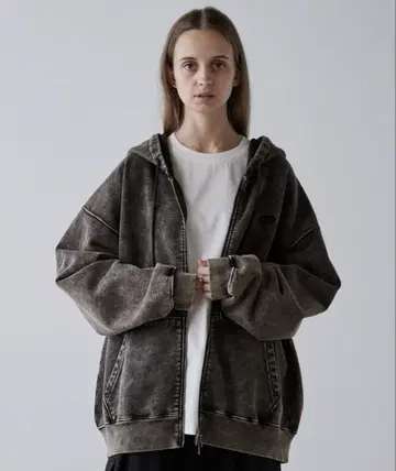 [ CLEL ] 헤비웨이트 로고 자수 풀 집업 후드티