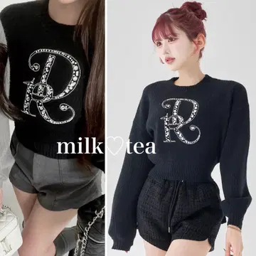 택 포함 새상품 다리치 DR 비쥬 볼륨 리브 니트탑 블랙