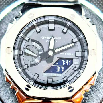 GA-2100 풀 메탈 커스텀 카시오크 실버 새상품 배터리 새상품급