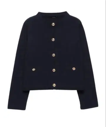 anuans 오리지널 버튼 노카라 니트 자켓