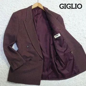 GIGLIO 테일러드 자켓 더블 보라색 올 패턴 44 S 일본제 레트로