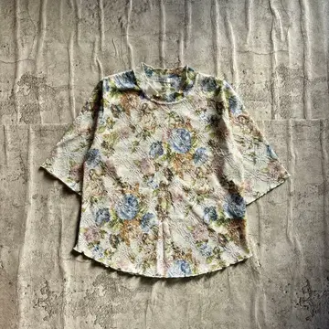 꽃무늬 블라우스 반팔 화이트 레이스 쇼와 레트로 한국 캐주얼 페어리