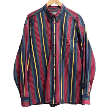 구제 멀티 컬러 스트라이프 긴팔 셔츠 XL 상당 해외 구제 used 셔츠