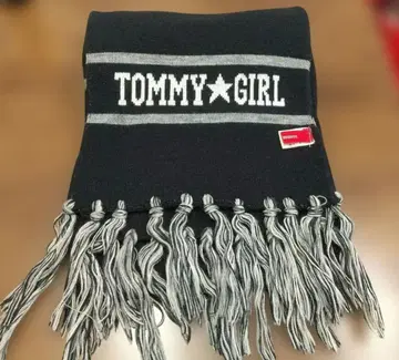 TOMMY GIRL 프린지 머플러 블랙/그레이