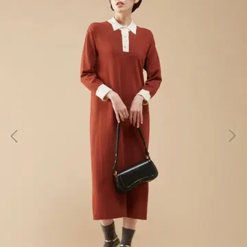 artinique 클레릭 니트 드레스 브라운