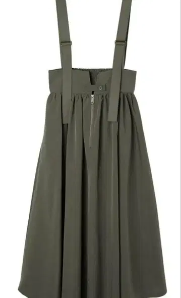 Double Flags 올리브 서스펜더 플레어 스커트