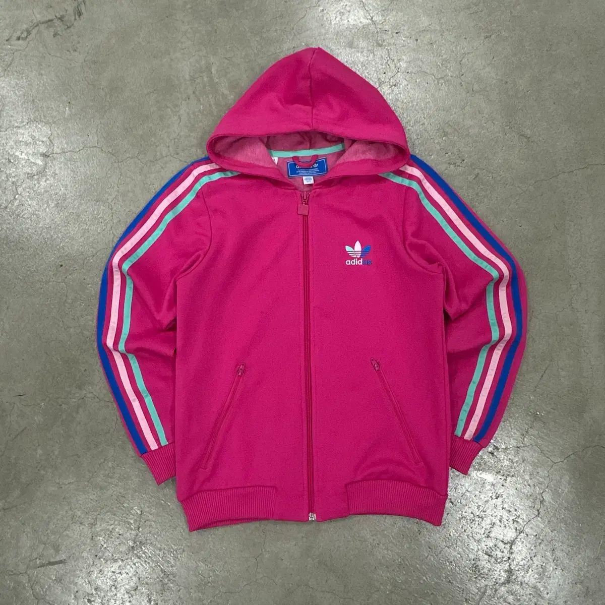 Adidas Pink Three-Stripes Hooded Zip-up Jersey