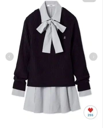 snidel 셔츠 콤비 튜닉 네이비