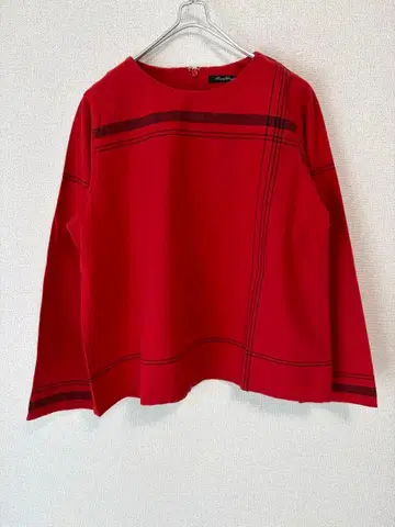 써니클라우드 빨간 체크 상의 레드 면 100%