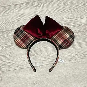 디즈니 체크 무늬 머리띠 미니