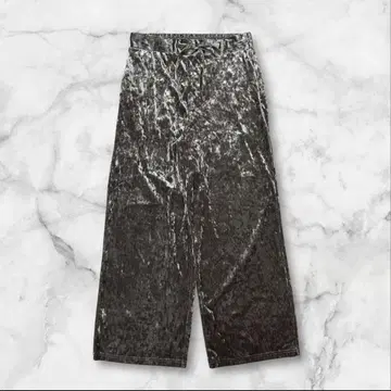 벨로아 와이드 팬츠 | 성숙 캐주얼 K-스타일 | L 넉넉한 허리밴딩