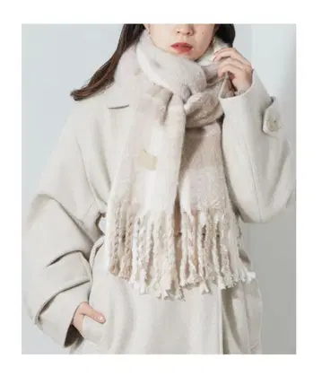 Chico 체크 굵은 프린지 스톨 베이지 F