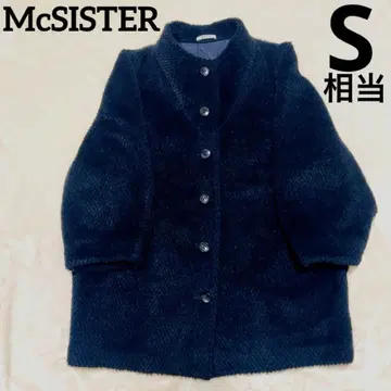 코트 여성용 블랙 헤링본 노카라 알파카 혼방 융모 니트