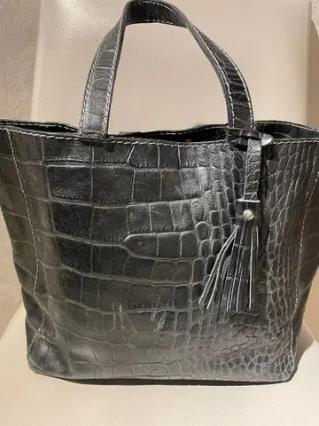 블랙 가죽 크로커다일 핸드백