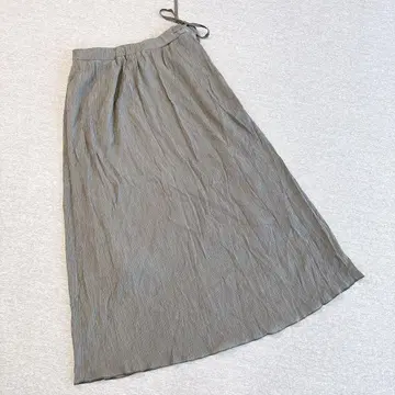 오니기리 플레어 스커트 롱 기장 M 사이즈 그레이 허리밴딩