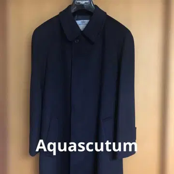 아쿠아 스큐텀 스텐 칼라 캐시미어 100% 롱 코트 블랙