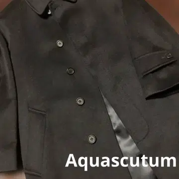 아쿠아 스큐텀 스텐 칼라 캐시미어 100% 롱 코트 블랙