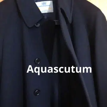 아쿠아 스큐텀 스텐 칼라 캐시미어 100% 롱 코트 블랙