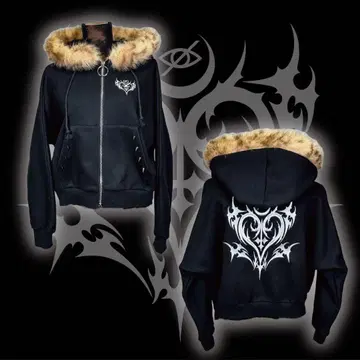 Kry 레오파드 퍼 속기모 스터드 후드티