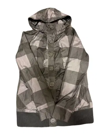 후드 부착 그레이 계열 체크 마운틴 후드티