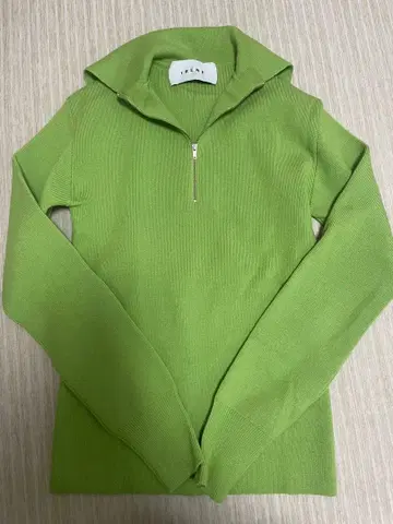 IRINE 하프 지퍼 세일러 카라 니트 라이트 그린