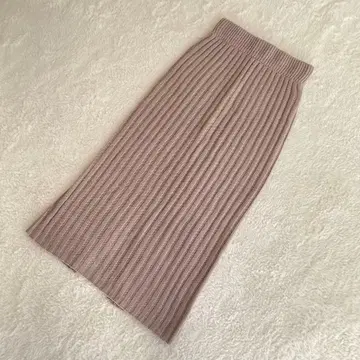 그레일 롱 리브 니트 스커트 M 밴딩 슬릿 성숙/러블리 내추럴 무드