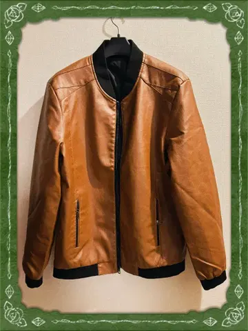 새상품 브라운 합성 피혁 봄버 자켓