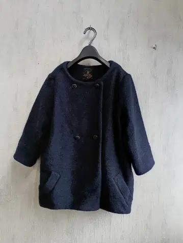 나노 유니버스 울 혼방 노카라 라이너 부착 코트 네이비