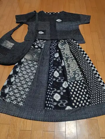 빈티지 원단 리메이크 스커트 셋업