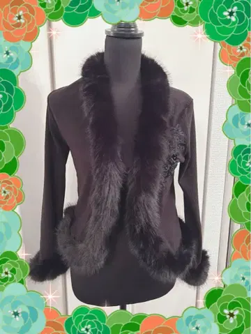새상품 블랙 긴팔 니트 가디건 인조 모피 포함