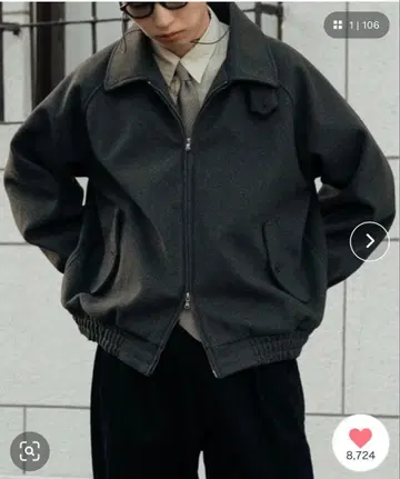 Bleme 더블 지퍼 멜톤 해링턴 자켓 턱 스트랩 포함