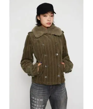 CORDUROY BOA 자켓 러그아젬 카키 프리 사이즈