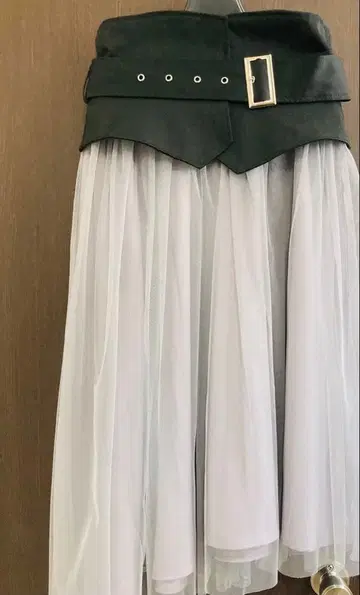 플레어 스커트 라벤다 블랙 벨트 포함