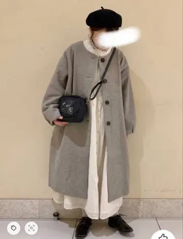 USED 사만사 모스모스 중공사 울 혼방 코트 그레이