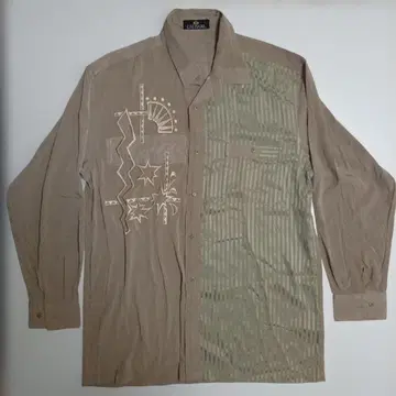 calbarl 자수 베이지 캐주얼 셔츠